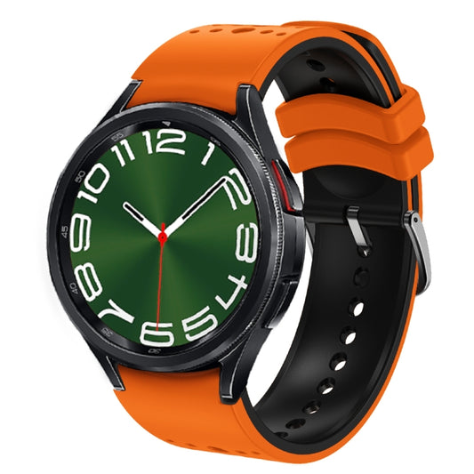 For Samsung Galaxy Watch 6 Two Color Silicone Watch Band(Orange Black) - Watch Bands by PMC Jewellery | Online Shopping South Africa | PMC Jewellery