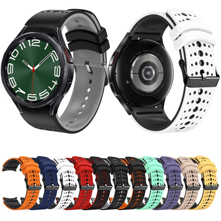 For Samsung Galaxy Watch 6 Two Color Silicone Watch Band(Green Black) - Watch Bands by PMC Jewellery | Online Shopping South Africa | PMC Jewellery