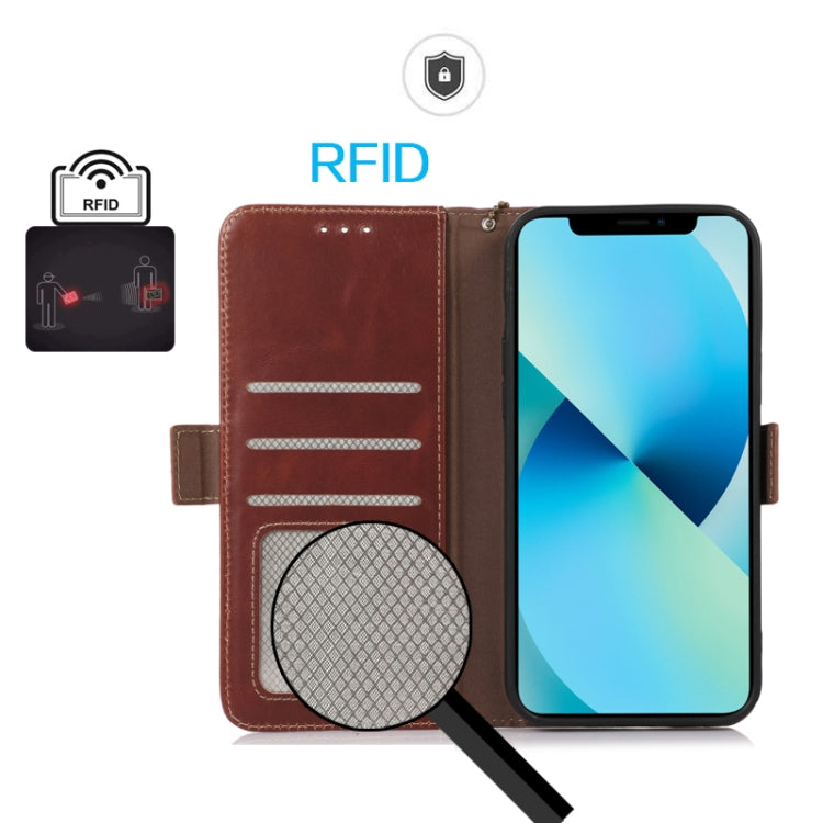 For Google Pixel 9 Crazy Horse Top Layer Cowhide Leather Phone Case(Brown) - Google Cases by PMC TechLife | Online Shopping South Africa | PMC TechLife | Buy Now Pay Later Mobicred