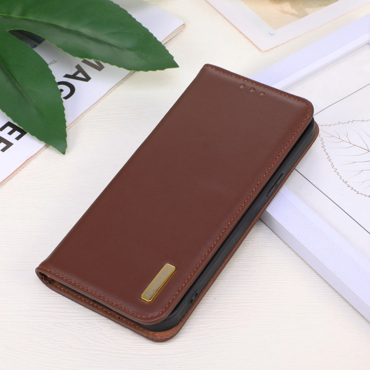 For Google Pixel 9a KHAZNEH Nappa Top Layer Cowhide Leather Phone Case(Brown) - Google Cases by PMC TechLife | Online Shopping South Africa | PMC TechLife | Buy Now Pay Later Mobicred