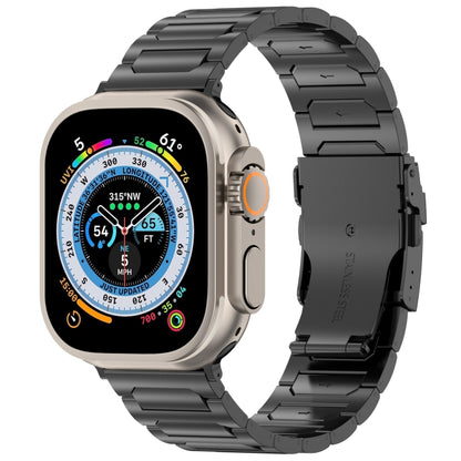 For Apple Watch Ultra 49mm I-Shaped Titanium Metal Watch Band(Black) - Watch Bands by PMC Jewellery | Online Shopping South Africa | PMC Jewellery