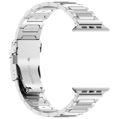 For Apple Watch Series 7 45mm I-Shaped Titanium Metal Watch Band(Mirror Silver) - Watch Bands by PMC Jewellery | Online Shopping South Africa | PMC Jewellery