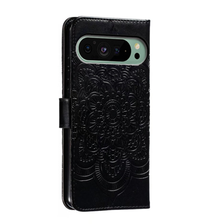 For Google Pixel 9 Sun Mandala Embossing Pattern Phone Leather Case(Black) - Google Cases by PMC TechLife | Online Shopping South Africa | PMC TechLife | Buy Now Pay Later Mobicred