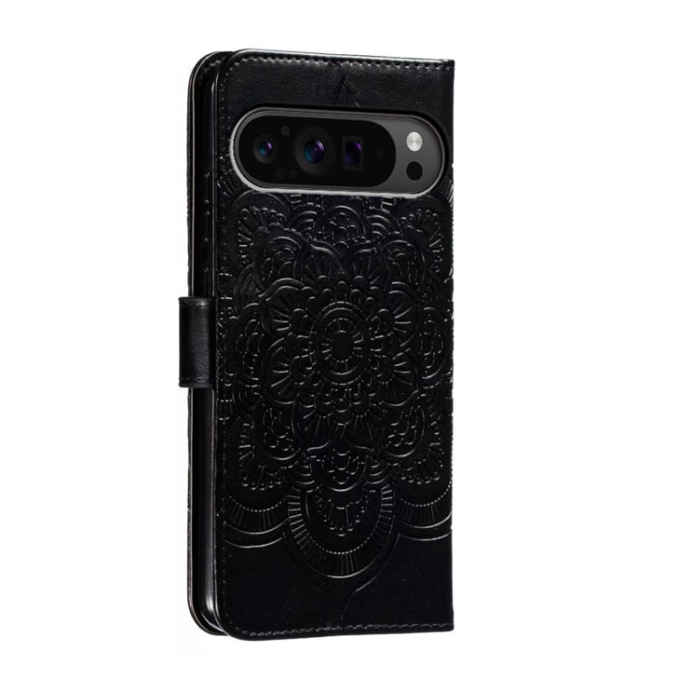 For Google Pixel 9 Pro Sun Mandala Embossing Pattern Phone Leather Case(Black) - Google Cases by PMC TechLife | Online Shopping South Africa | PMC TechLife | Buy Now Pay Later Mobicred