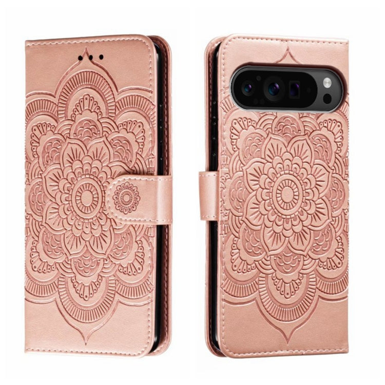 For Google Pixel 9 Pro Sun Mandala Embossing Pattern Phone Leather Case(Rose Gold) - Google Cases by PMC TechLife | Online Shopping South Africa | PMC TechLife | Buy Now Pay Later Mobicred