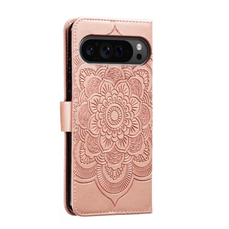 For Google Pixel 9 Pro Sun Mandala Embossing Pattern Phone Leather Case(Rose Gold) - Google Cases by PMC TechLife | Online Shopping South Africa | PMC TechLife | Buy Now Pay Later Mobicred