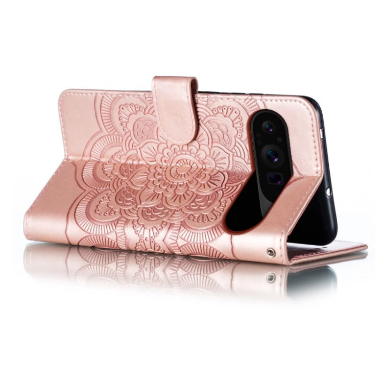 For Google Pixel 9 Pro Sun Mandala Embossing Pattern Phone Leather Case(Rose Gold) - Google Cases by PMC TechLife | Online Shopping South Africa | PMC TechLife | Buy Now Pay Later Mobicred