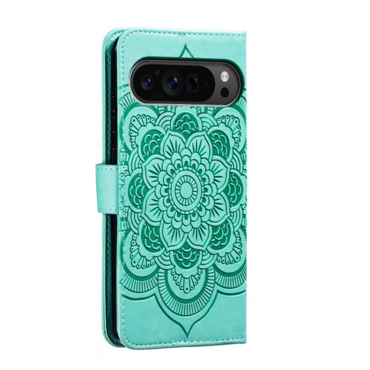 For Google Pixel 9 Pro Sun Mandala Embossing Pattern Phone Leather Case(Green) - Google Cases by PMC TechLife | Online Shopping South Africa | PMC TechLife | Buy Now Pay Later Mobicred