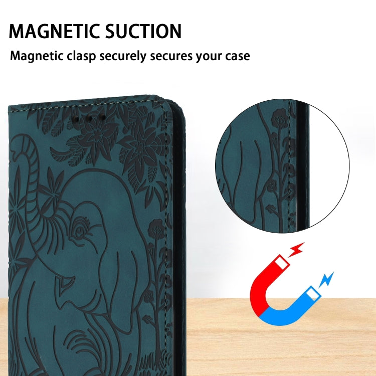 For iPhone 16 Pro Retro Elephant Embossed Leather Phone Case(Green) - free shipping - PMC TechLife - Order now!