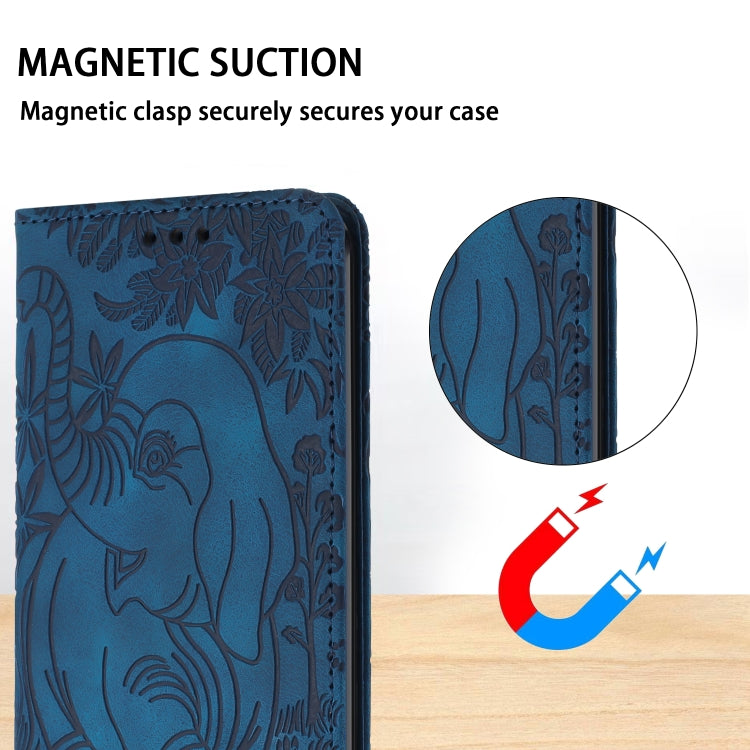 For iPhone 16 Plus Retro Elephant Embossed Leather Phone Case(Blue) - free shipping - PMC TechLife - Order now!