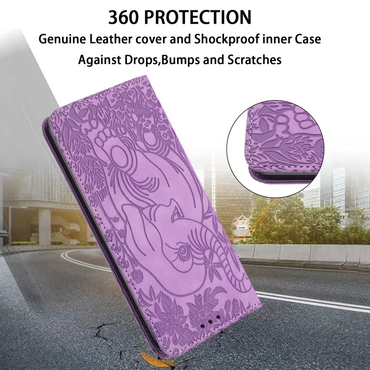 For iPhone 16 Retro Elephant Embossed Leather Phone Case(Purple) - iPhone 16 Cases by PMC TechLife | Online Shopping South Africa | PMC TechLife | Buy Now Pay Later Mobicred