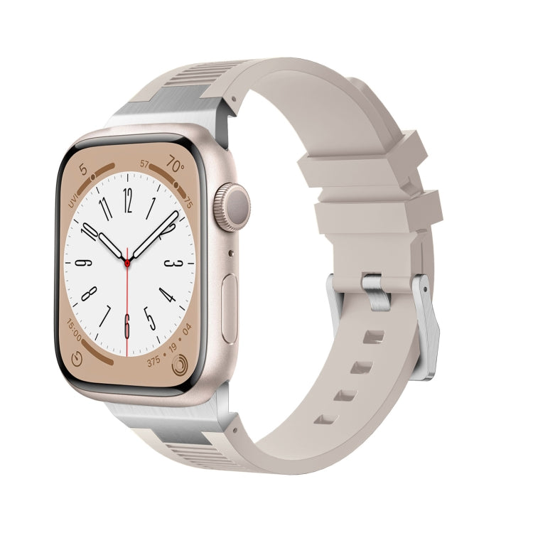 For Apple Watch Series 9 45mm Loners Liquid Silicone Watch Band(Silver Starlight) - Watch Bands by PMC TechLife | Online Shopping South Africa | PMC TechLife | Buy Now Pay Later Mobicred