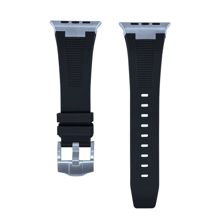 For Apple Watch Series 4 44mm Loners Liquid Silicone Watch Band(Silver Black) - Watch Bands by PMC TechLife | Online Shopping South Africa | PMC TechLife | Buy Now Pay Later Mobicred
