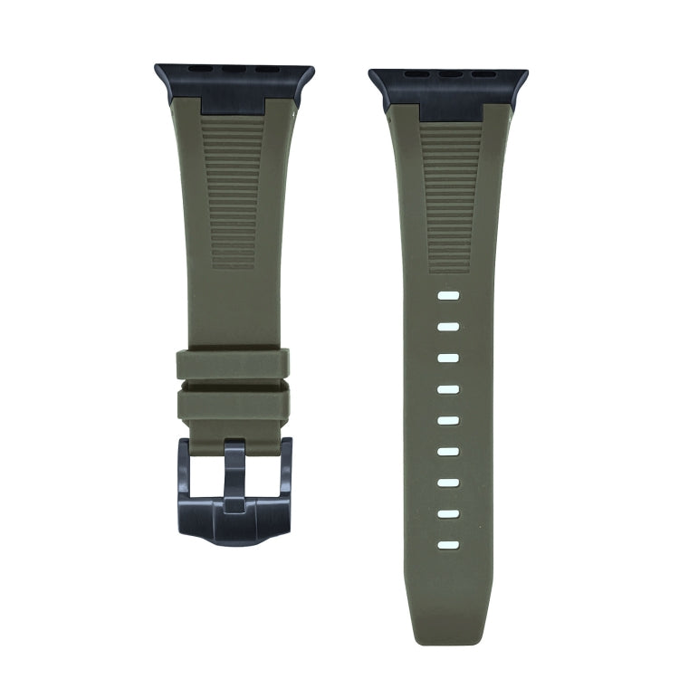 For Apple Watch 42mm Loners Liquid Silicone Watch Band(Black Green) - Watch Bands by PMC TechLife | Online Shopping South Africa | PMC TechLife