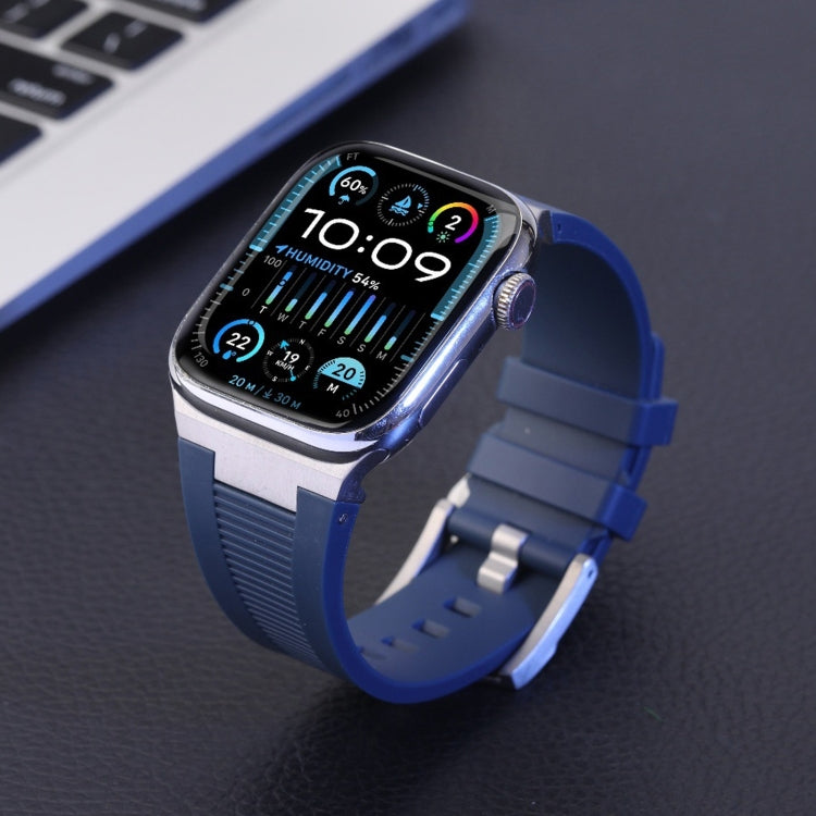 For Apple Watch 42mm Loners Liquid Silicone Watch Band(Black Green) - Watch Bands by PMC TechLife | Online Shopping South Africa | PMC TechLife