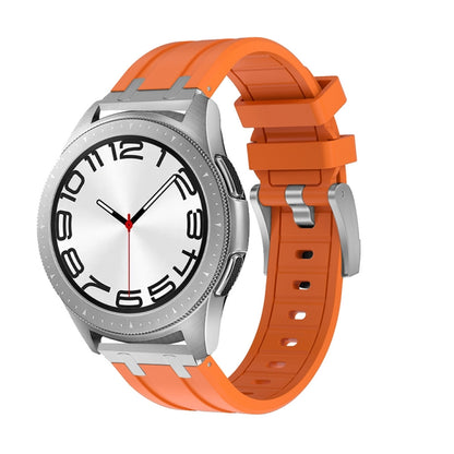 20mm Flat Head Silicone Watch Band(Silver Orange) - 20mm Bands by PMC Jewellery | Online Shopping South Africa | PMC Jewellery