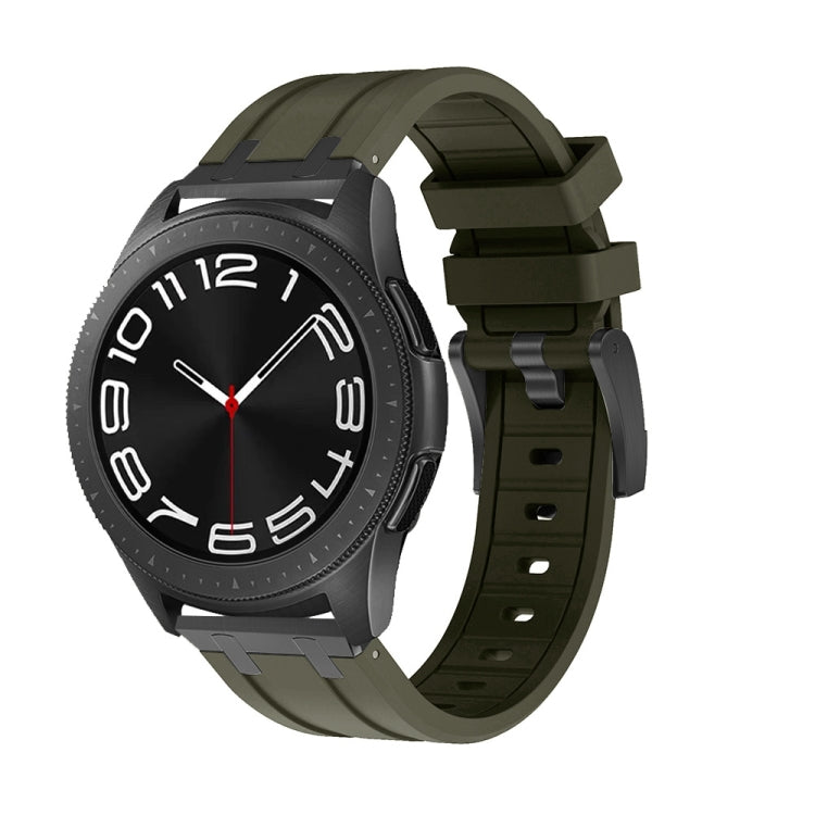 22mm Flat Head Silicone Watch Band(Black Green) - 22mm Bands by PMC Jewellery | Online Shopping South Africa | PMC Jewellery