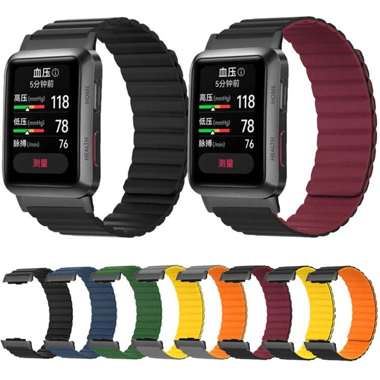 For Huawei Watch D Magnetic Silicone Watch Band(Grey Orange) - Watch Bands by PMC TechLife | Online Shopping South Africa | PMC TechLife