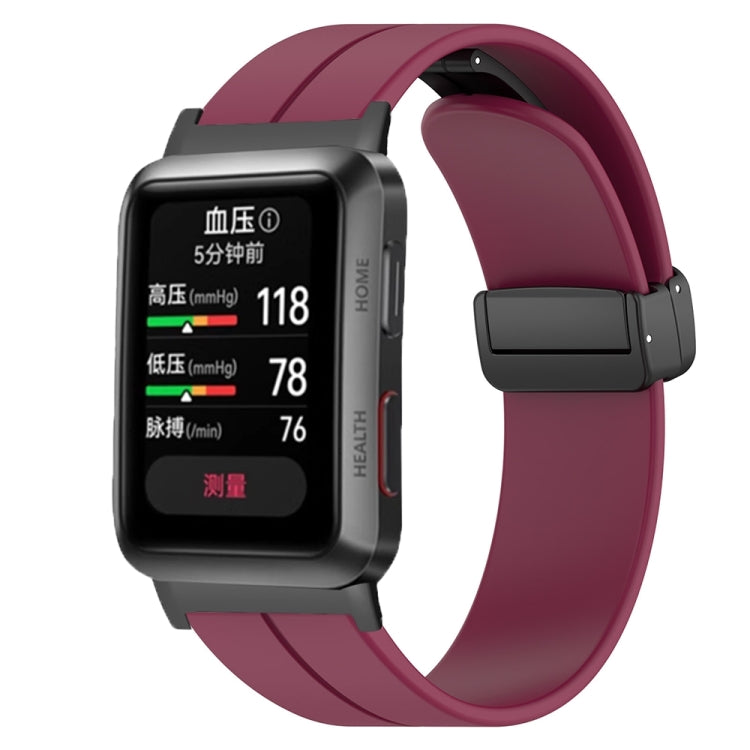 For Huawei Watch D Solid Color Folding Magnetic Buckle Silicone Watch Band(Wine Red) - Watch Bands by PMC TechLife | Online Shopping South Africa | PMC TechLife
