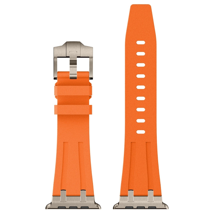 For Apple Watch SE 2023 44mm Stone Grain Liquid Silicone Watch Band(Titanium Orange) - free shipping - PMC TechLife - Order now!