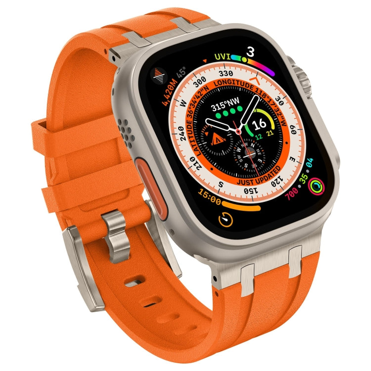 For Apple Watch SE 2023 44mm Stone Grain Liquid Silicone Watch Band(Titanium Orange) - Watch Bands by PMC Jewellery | Online Shopping South Africa | PMC Jewellery