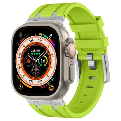 For Apple Watch Ultra 2 49mm Stone Grain Liquid Silicone Watch Band(Silver Green) - Watch Bands by PMC Jewellery | Online Shopping South Africa | PMC Jewellery