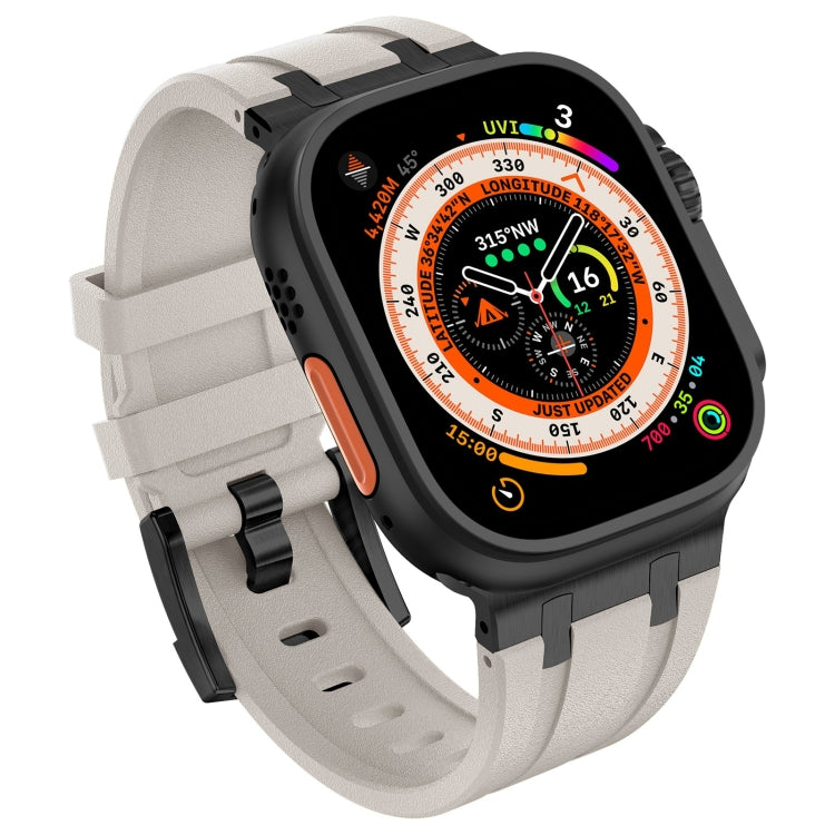 For Apple Watch Series 9 45mm Stone Grain Liquid Silicone Watch Band(Black Starlight) - Watch Bands by PMC TechLife | Online Shopping South Africa | PMC TechLife