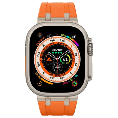 For Apple Watch Series 9 45mm Stone Grain Liquid Silicone Watch Band(Titanium Orange) - Watch Bands by PMC Jewellery | Online Shopping South Africa | PMC Jewellery