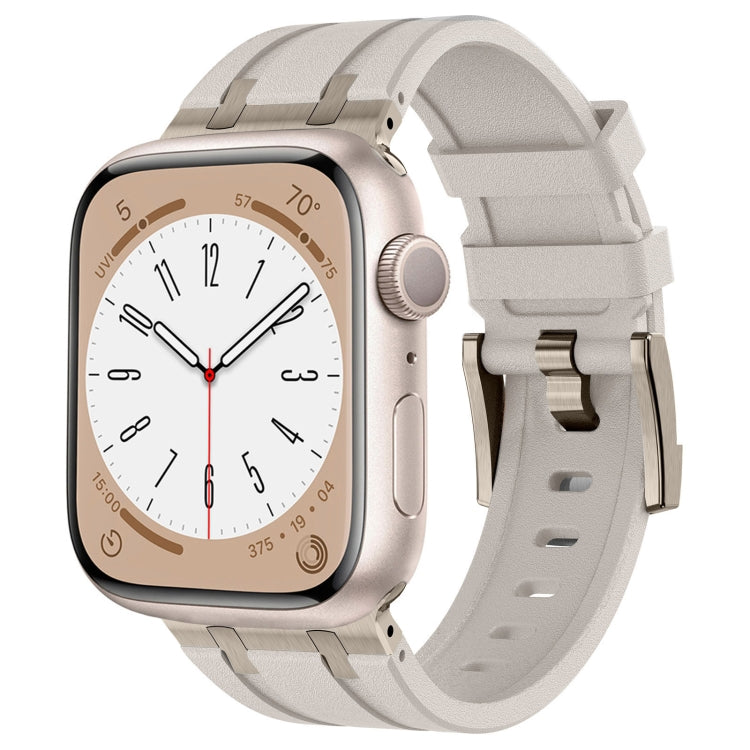 For Apple Watch Series 9 45mm Stone Grain Liquid Silicone Watch Band(Titanium Starlight) - Watch Bands by PMC TechLife | Online Shopping South Africa | PMC TechLife