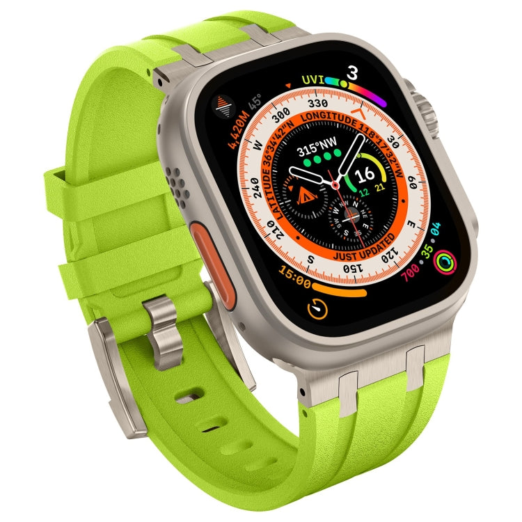 For Apple Watch Ultra 49mm Stone Grain Liquid Silicone Watch Band(Titanium Green) - Watch Bands by PMC TechLife | Online Shopping South Africa | PMC TechLife