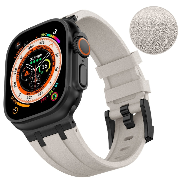 For Apple Watch SE 2022 44mm Stone Grain Liquid Silicone Watch Band(Black Starlight) - Watch Bands by PMC TechLife | Online Shopping South Africa | PMC TechLife