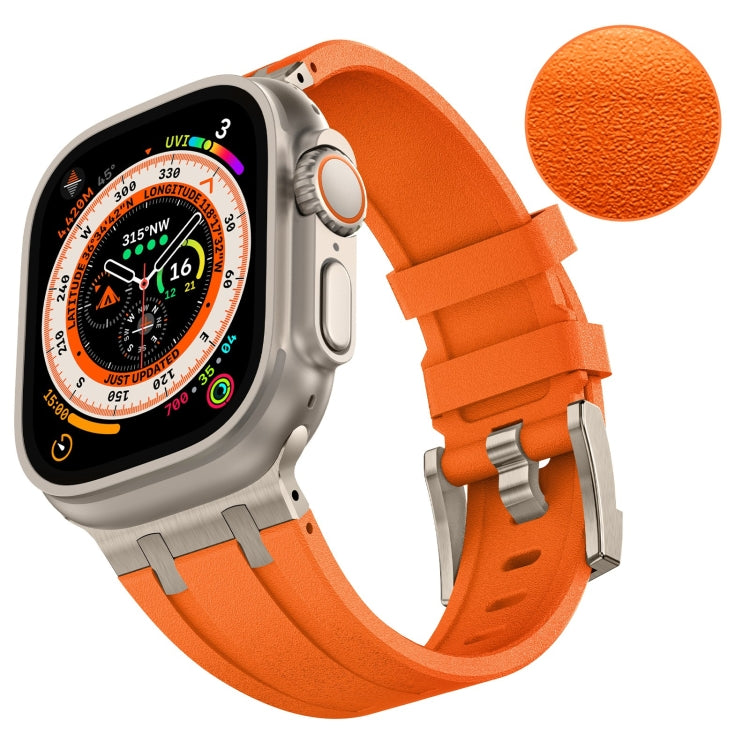 For Apple Watch SE 2022 44mm Stone Grain Liquid Silicone Watch Band(Titanium Orange) - Watch Bands by PMC Jewellery | Online Shopping South Africa | PMC Jewellery