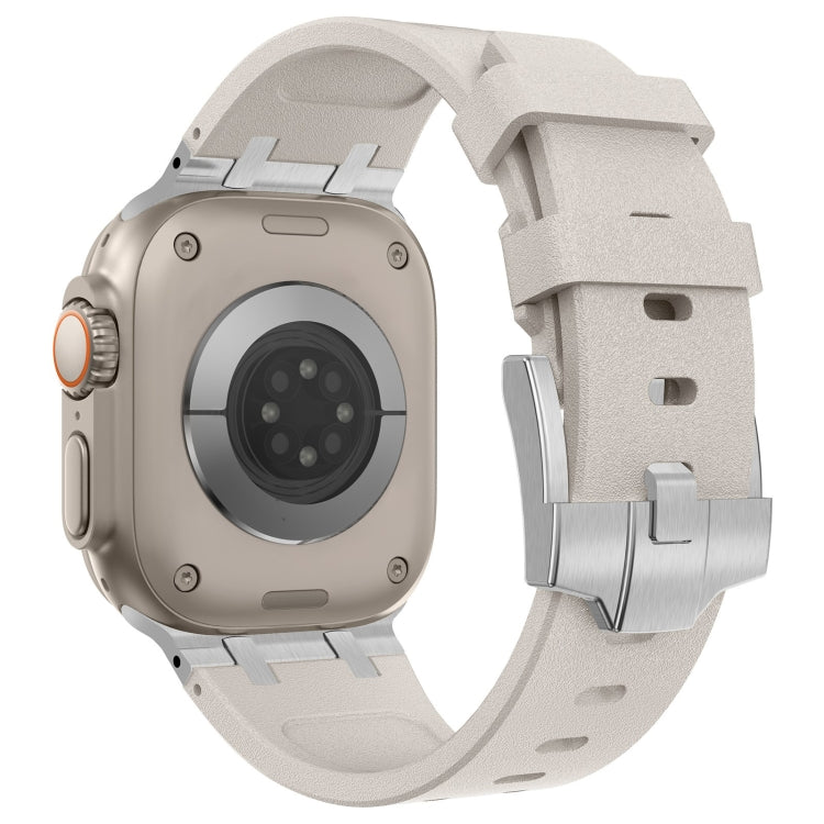 For Apple Watch SE 2022 44mm Stone Grain Liquid Silicone Watch Band(Silver Starlight) - Watch Bands by PMC TechLife | Online Shopping South Africa | PMC TechLife
