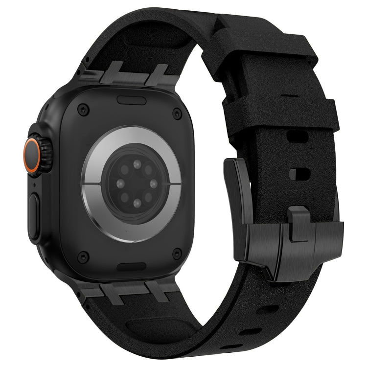 For Apple Watch Series 7 45mm Stone Grain Liquid Silicone Watch Band(Black Black) - Watch Bands by PMC TechLife | Online Shopping South Africa | PMC TechLife
