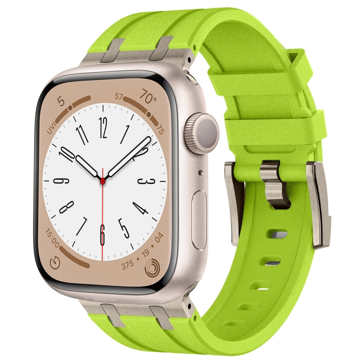 For Apple Watch Series 7 45mm Stone Grain Liquid Silicone Watch Band(Titanium Green) - Watch Bands by PMC TechLife | Online Shopping South Africa | PMC TechLife