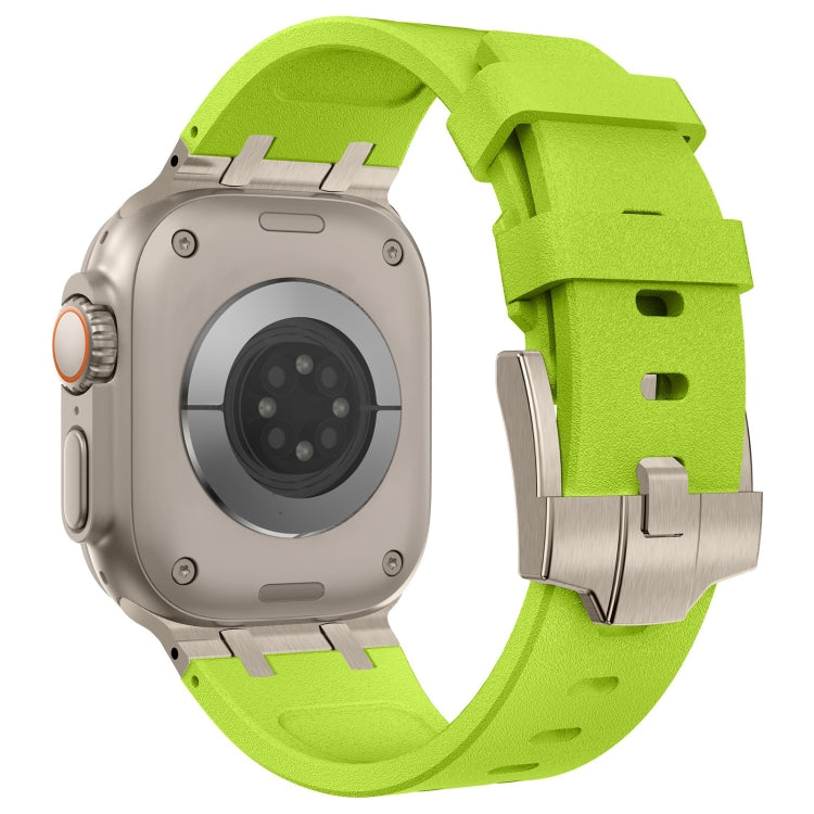 For Apple Watch Series 7 45mm Stone Grain Liquid Silicone Watch Band(Titanium Green) - Watch Bands by PMC TechLife | Online Shopping South Africa | PMC TechLife