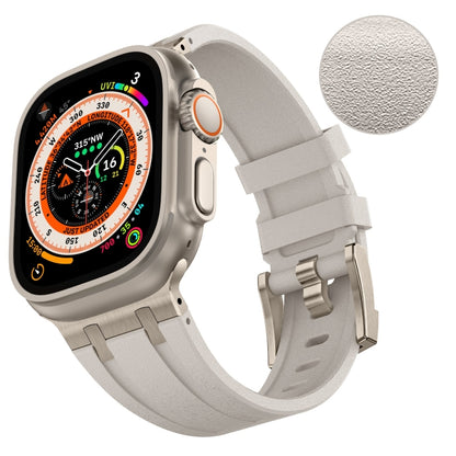 For Apple Watch Series 7 45mm Stone Grain Liquid Silicone Watch Band(Titanium Starlight) - Watch Bands by PMC Jewellery | Online Shopping South Africa | PMC Jewellery