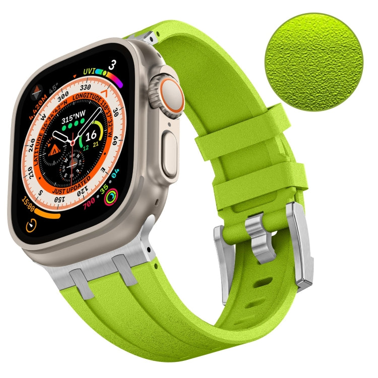 For Apple Watch Series 7 45mm Stone Grain Liquid Silicone Watch Band(Silver Green) - Watch Bands by PMC TechLife | Online Shopping South Africa | PMC TechLife