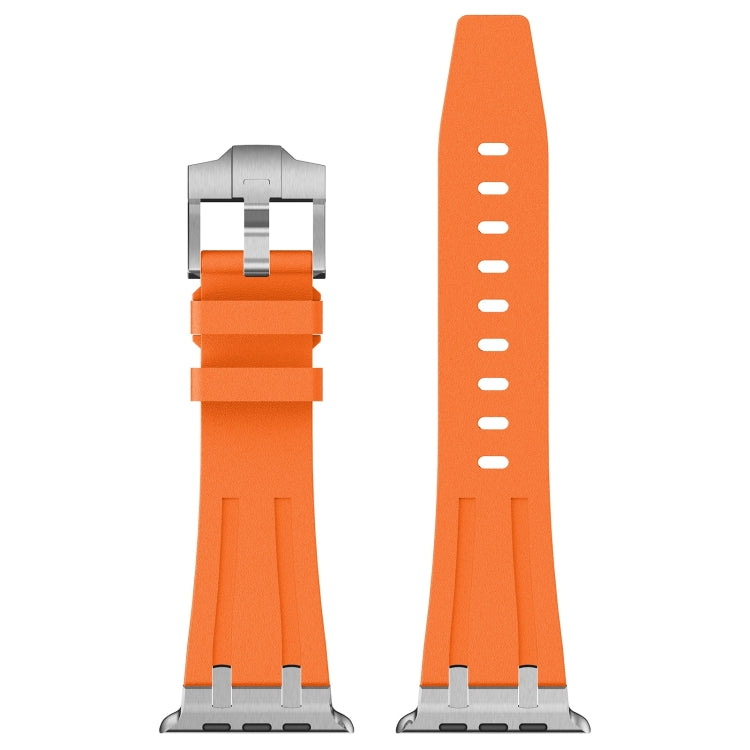 For Apple Watch SE 44mm Stone Grain Liquid Silicone Watch Band(Sliver Orange) - free shipping - PMC TechLife - Order now!