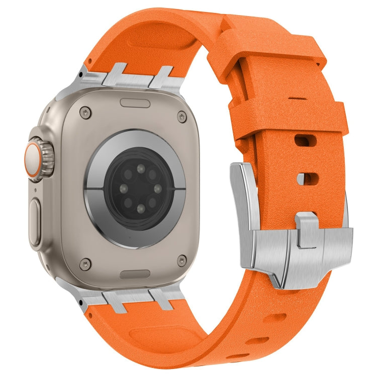 For Apple Watch SE 44mm Stone Grain Liquid Silicone Watch Band(Sliver Orange) - free shipping - PMC TechLife - Order now!