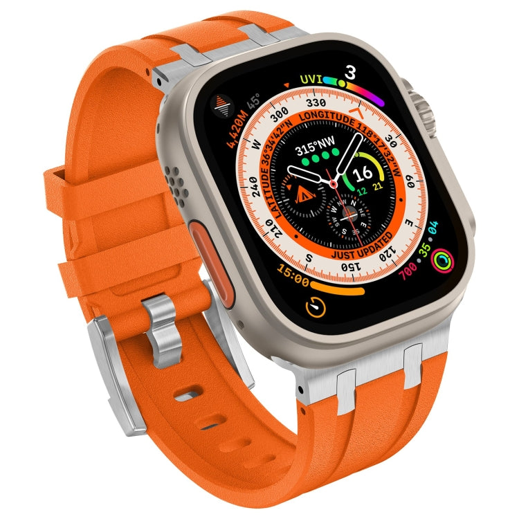 For Apple Watch Series 6 44mm Stone Grain Liquid Silicone Watch Band(Sliver Orange) - Watch Bands by PMC TechLife | Online Shopping South Africa | PMC TechLife