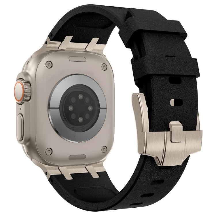 For Apple Watch Series 5 44mm Stone Grain Liquid Silicone Watch Band(Titanium Black) - Watch Bands by PMC TechLife | Online Shopping South Africa | PMC TechLife