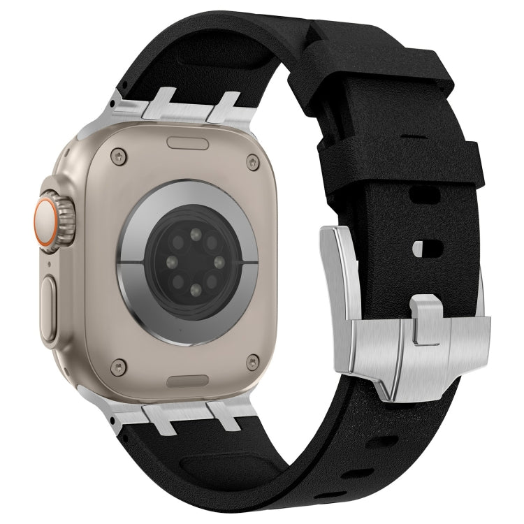 For Apple Watch Series 5 44mm Stone Grain Liquid Silicone Watch Band(Silver Black) - Watch Bands by PMC TechLife | Online Shopping South Africa | PMC TechLife