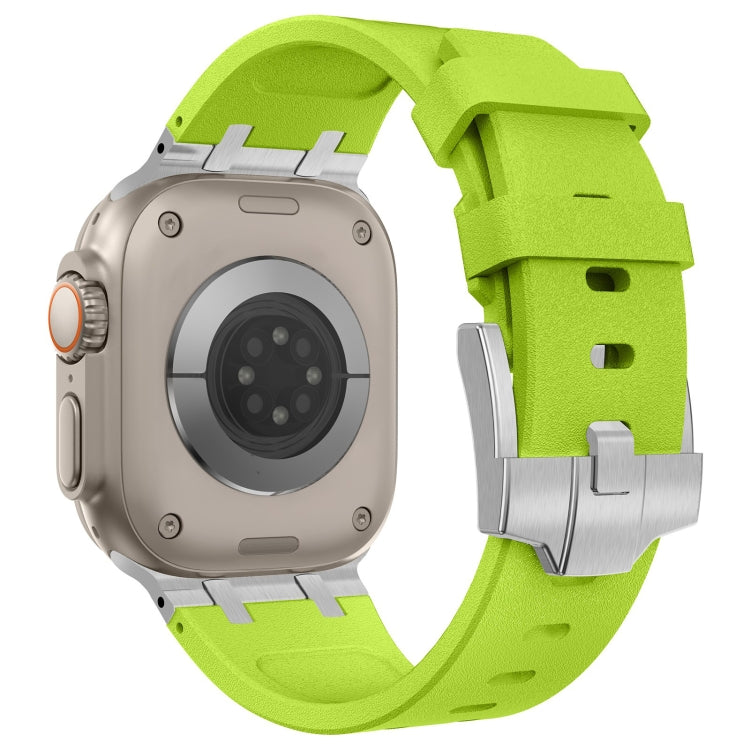 For Apple Watch Series 5 44mm Stone Grain Liquid Silicone Watch Band(Silver Green) - Watch Bands by PMC TechLife | Online Shopping South Africa | PMC TechLife