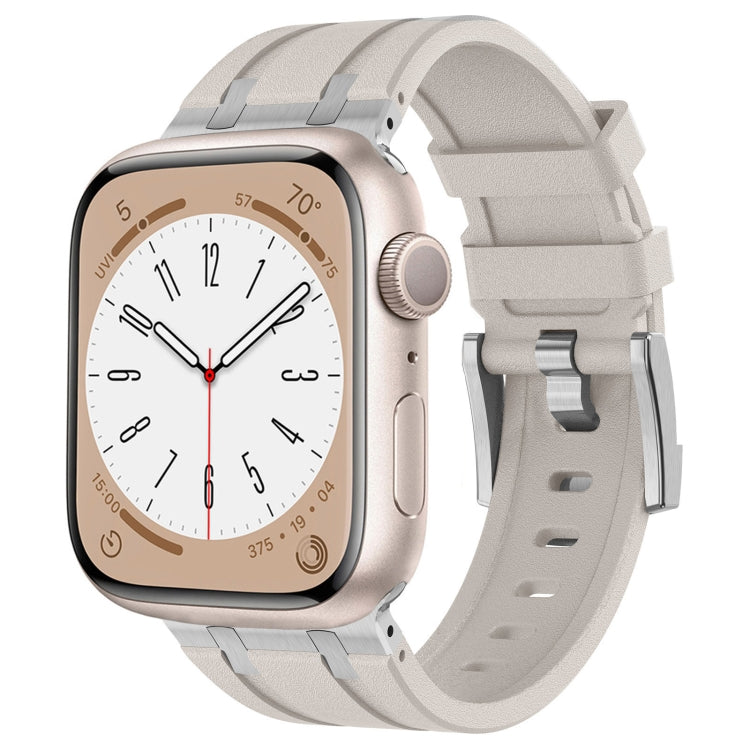 For Apple Watch Series 5 44mm Stone Grain Liquid Silicone Watch Band(Silver Starlight) - Watch Bands by PMC TechLife | Online Shopping South Africa | PMC TechLife