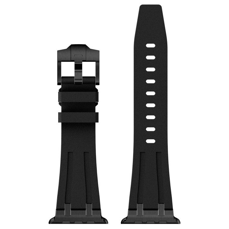 For Apple Watch Series 4 44mm Stone Grain Liquid Silicone Watch Band(Black Black) - Watch Bands by PMC TechLife | Online Shopping South Africa | PMC TechLife