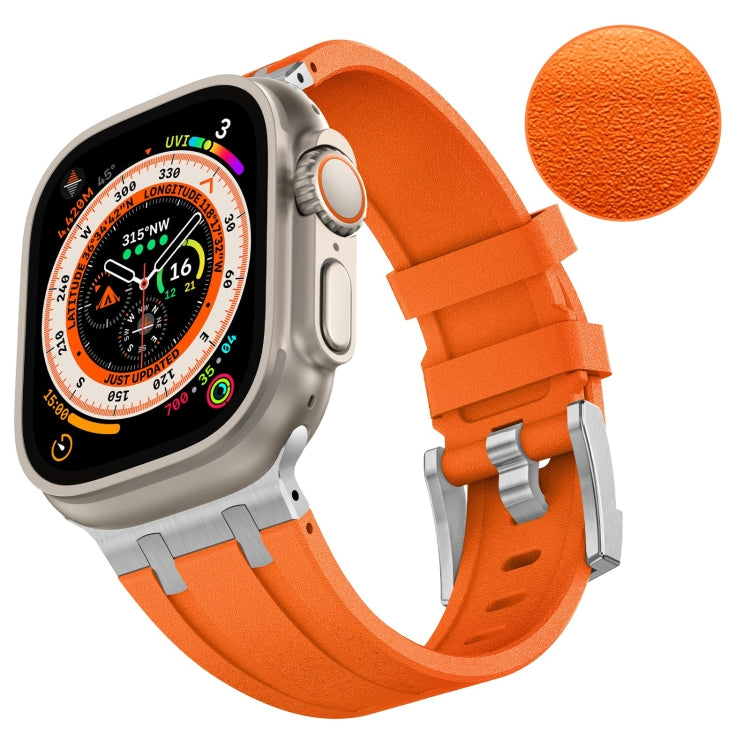 For Apple Watch Series 4 44mm Stone Grain Liquid Silicone Watch Band(Sliver Orange) - Watch Bands by PMC Jewellery | Online Shopping South Africa | PMC Jewellery