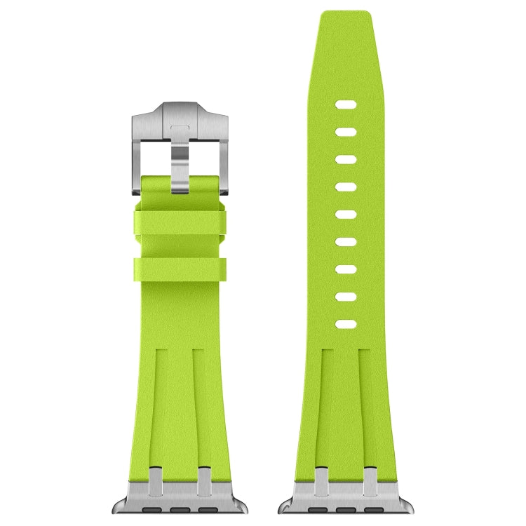 For Apple Watch Series 4 44mm Stone Grain Liquid Silicone Watch Band(Silver Green) - Watch Bands by PMC TechLife | Online Shopping South Africa | PMC TechLife