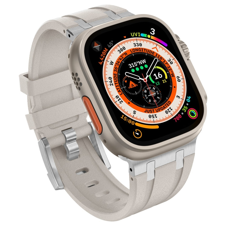 For Apple Watch Series 4 44mm Stone Grain Liquid Silicone Watch Band(Silver Starlight) - Watch Bands by PMC Jewellery | Online Shopping South Africa | PMC Jewellery