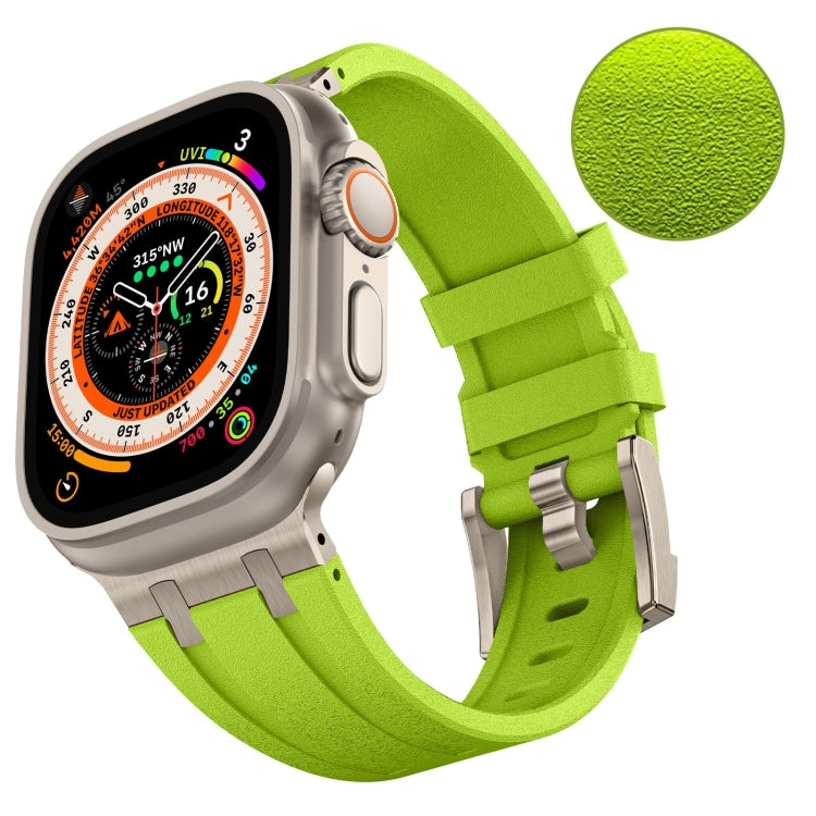 For Apple Watch Series 3 42mm Stone Grain Liquid Silicone Watch Band(Titanium Green) - Watch Bands by PMC Jewellery | Online Shopping South Africa | PMC Jewellery